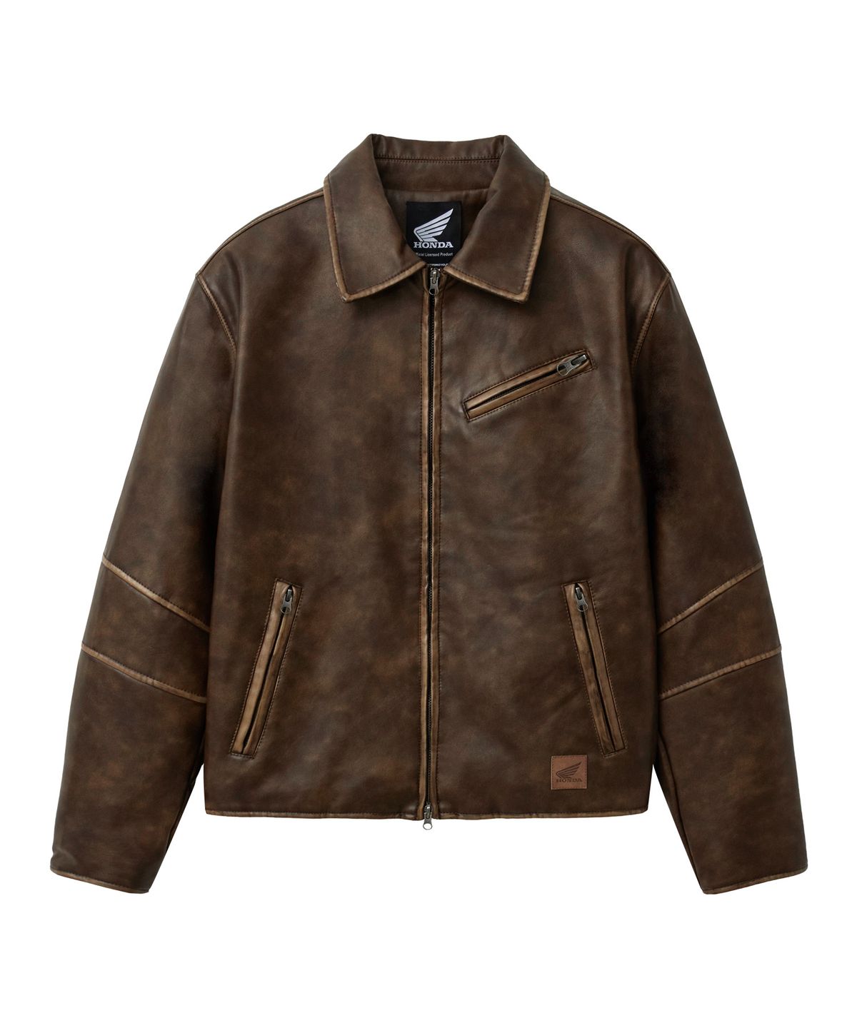 핍스 모터사이클(PHYPS MOTORCYCLE) Aging Washed Leather Single Rider Jacket Brown
