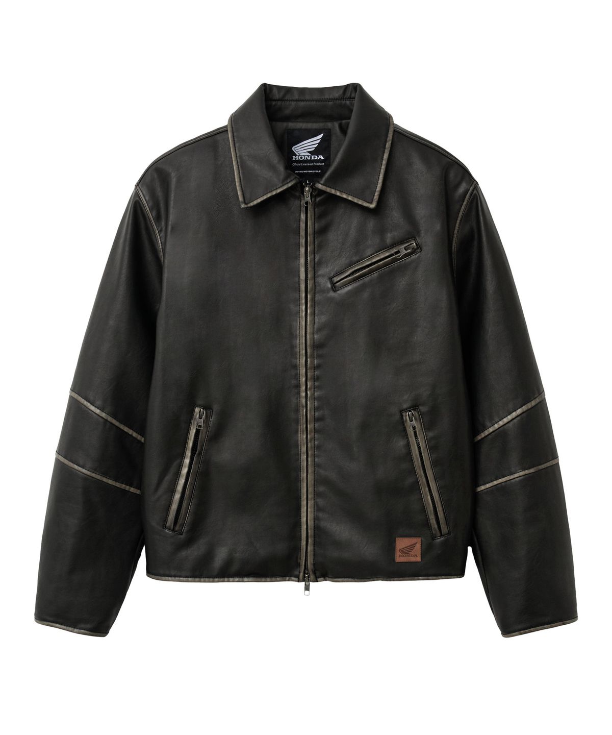 핍스 모터사이클(PHYPS MOTORCYCLE) Aging Washed Leather Single Rider Jacket Black