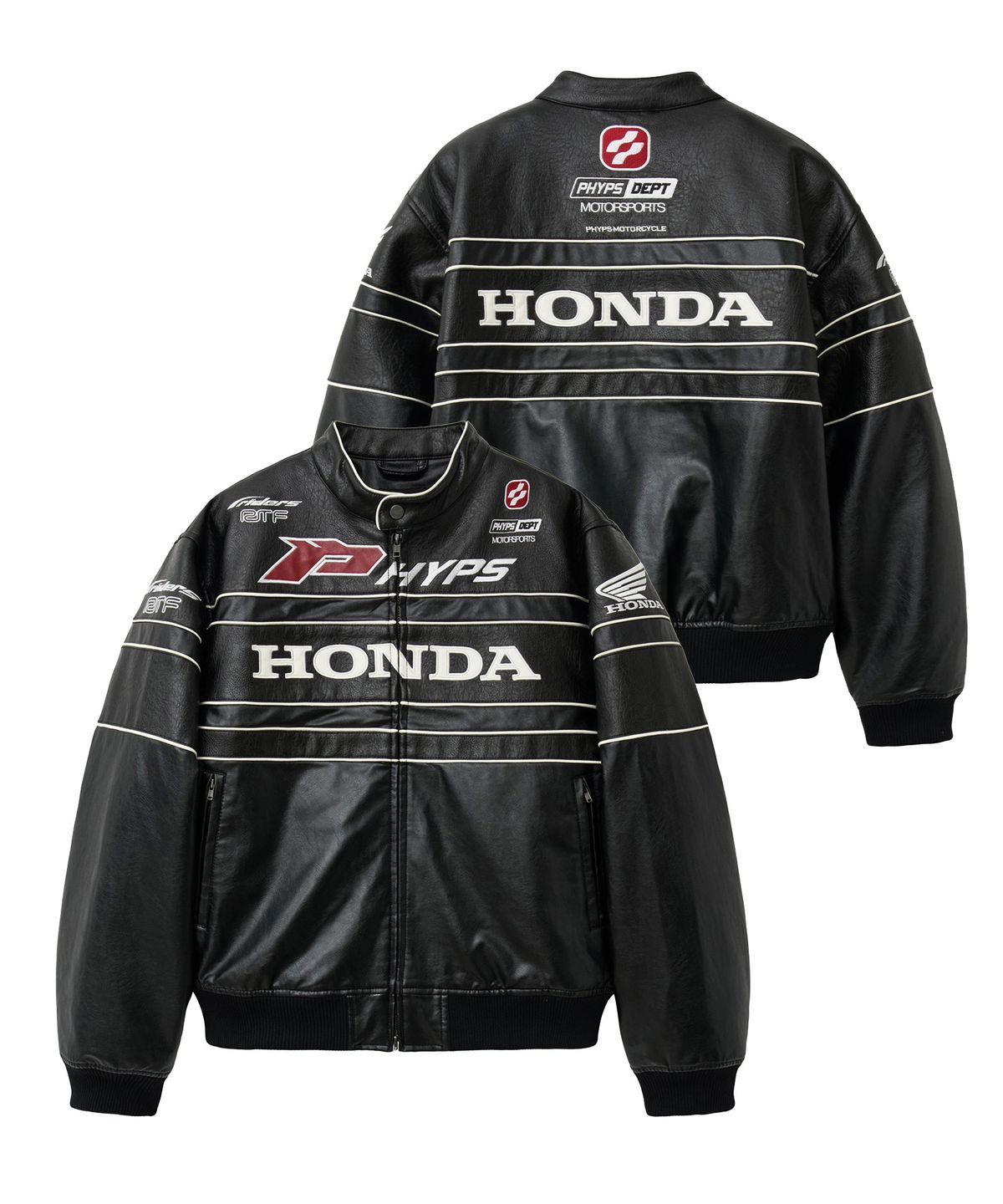 핍스 모터사이클(PHYPS MOTORCYCLE) Motorcycle Piping Blouson Leather Jacket Black