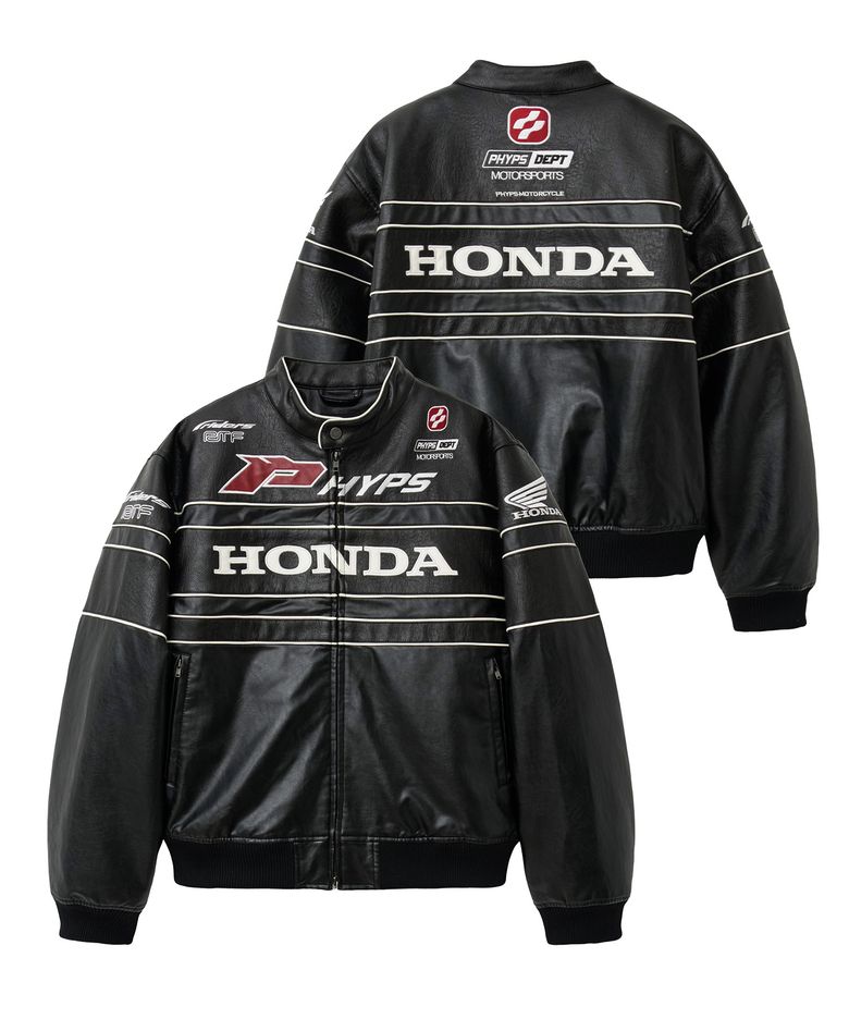Motorcycle Piping Blouson Leather Jacket Black