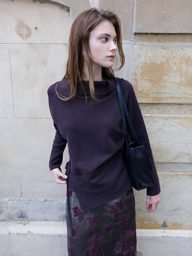High Neck Knit Top with Waist Panel Detail SK6AP866_2color
