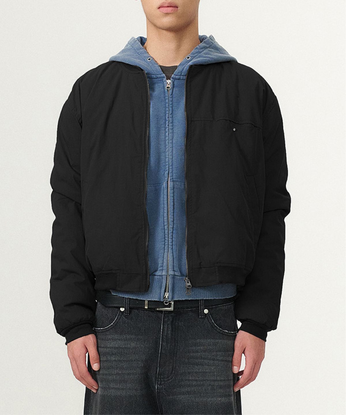 카네이테이(KANEITEI) [현킴 X KNT] MINIMAL PADDED BOMBER (BLACK)