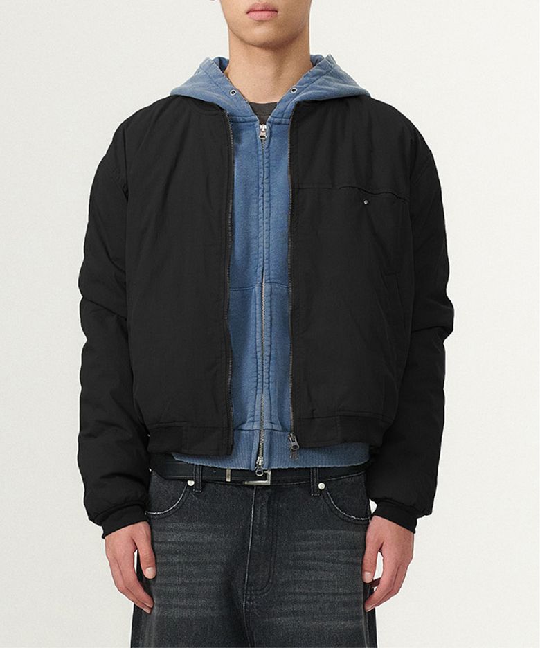 [현킴 X KNT] MINIMAL PADDED BOMBER (BLACK)