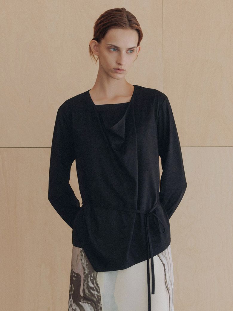 Layered Cowl Neck T-Shirt SW6AE890_2color