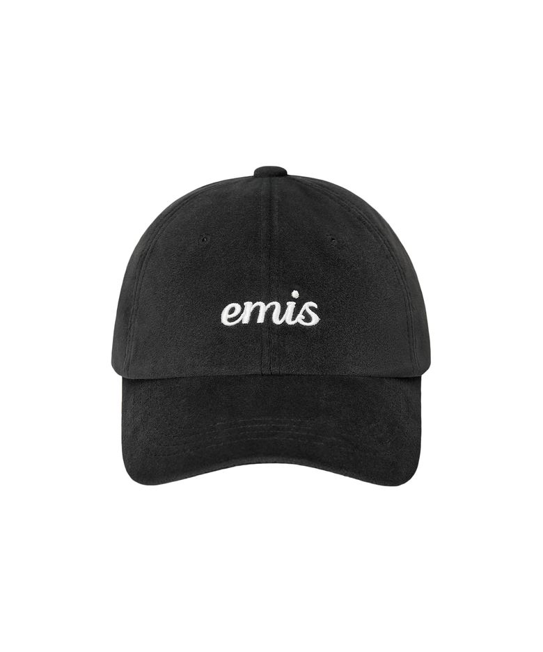 SMALL LOGO VELVET BALL CAP-BLACK