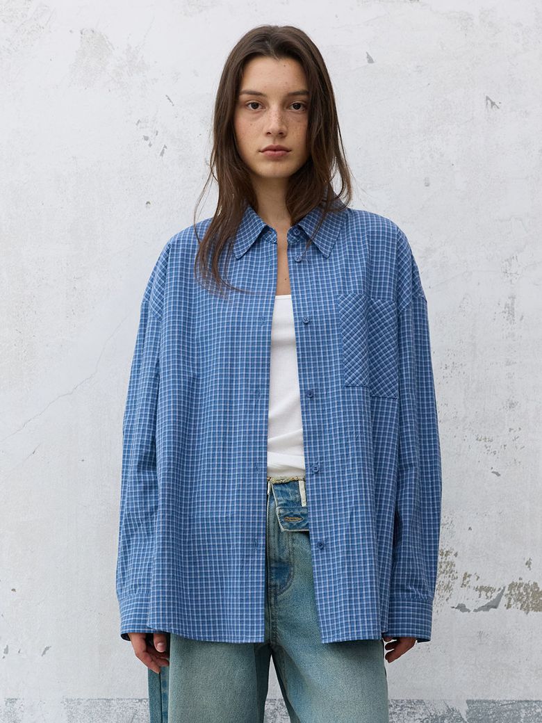 Oversized Check Shirts in Blue VW6AB910-22