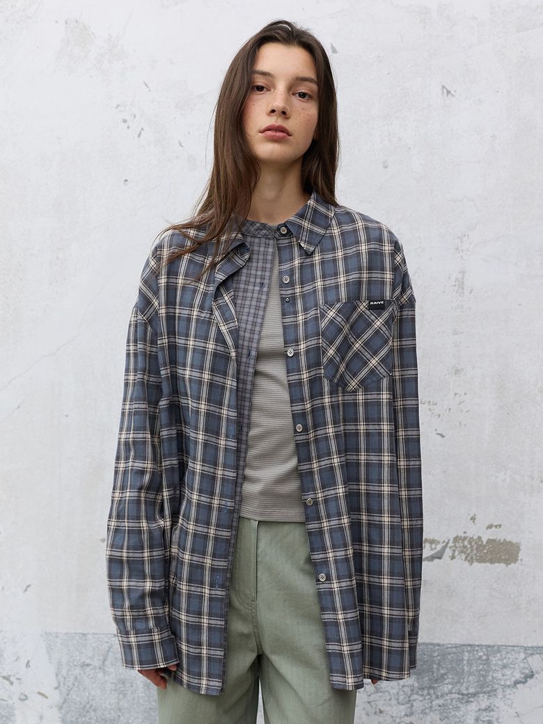 Layered Check Shirts in Charcoal VW6AB913-9E