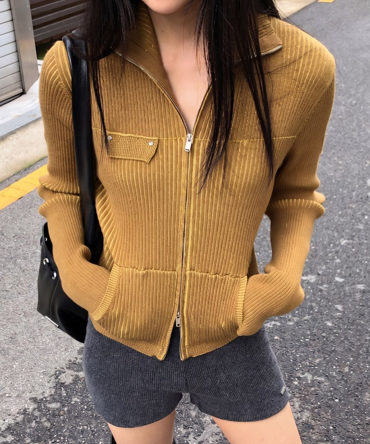 레이브(RAIVE) Ribbed Zip-up Knit VK6AD982_2color