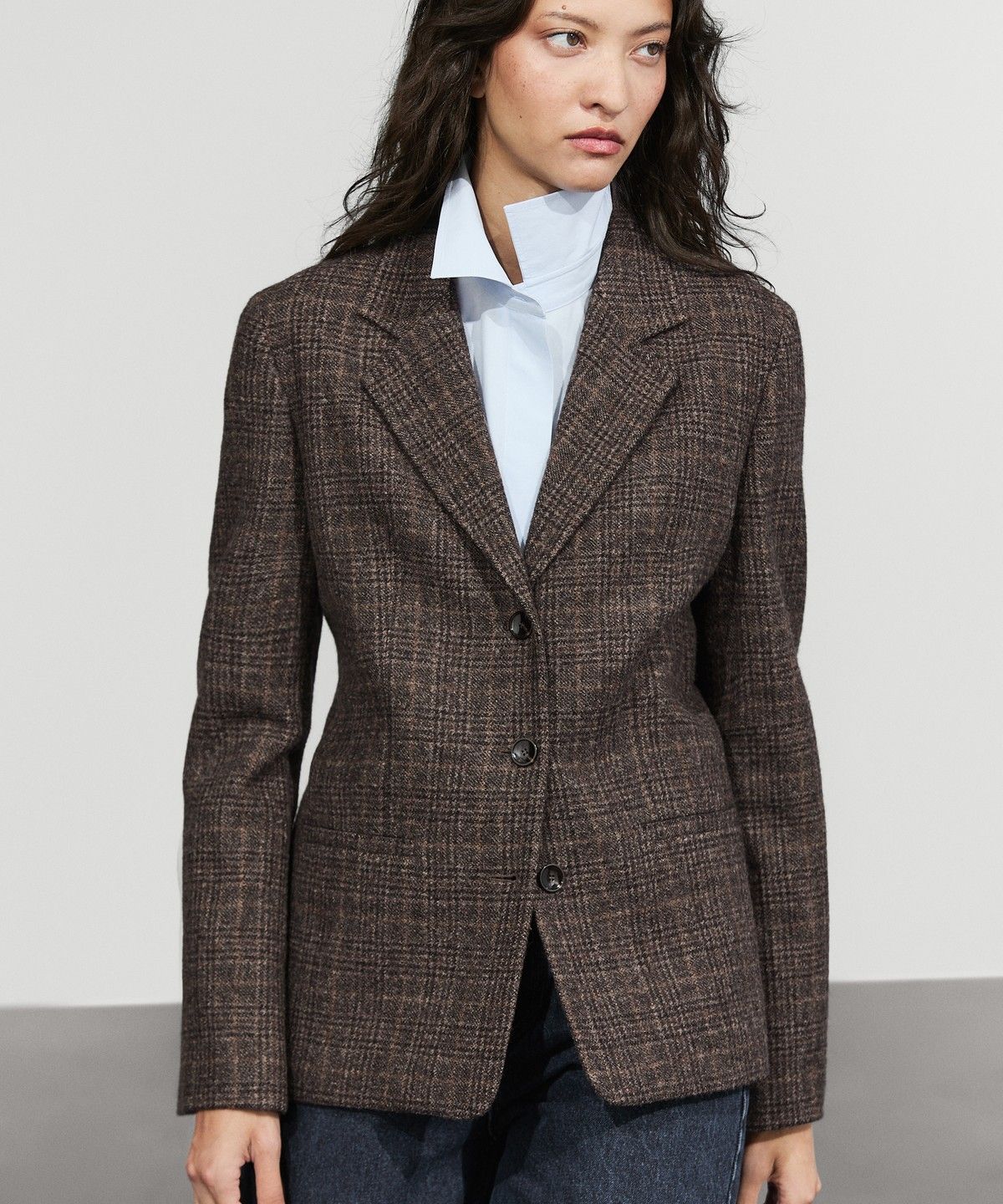 마시모두띠(MASSIMO DUTTI) 100% 울 체크 블레이저