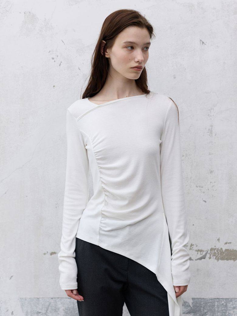 Shirring Asymmetrical Top VW6AE957_2color