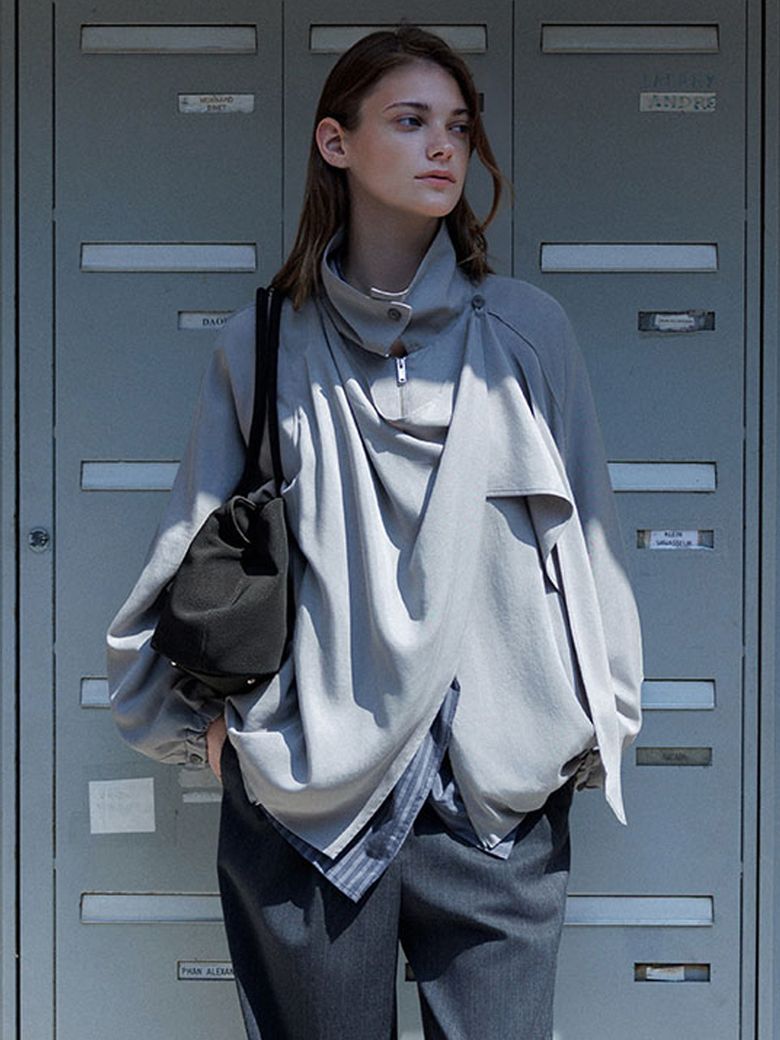 Draped Scarf High-Neck Jumper SW6AM801-12