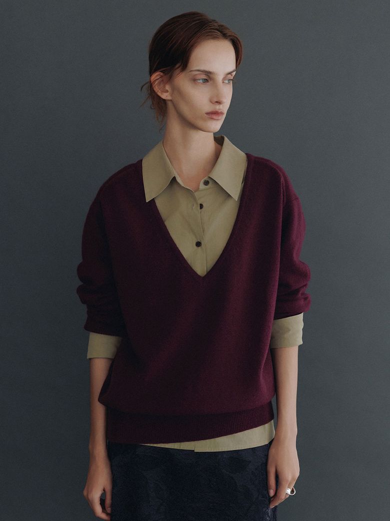 2-Way Deep V-neck Knit Pullover SK6WP988_2color