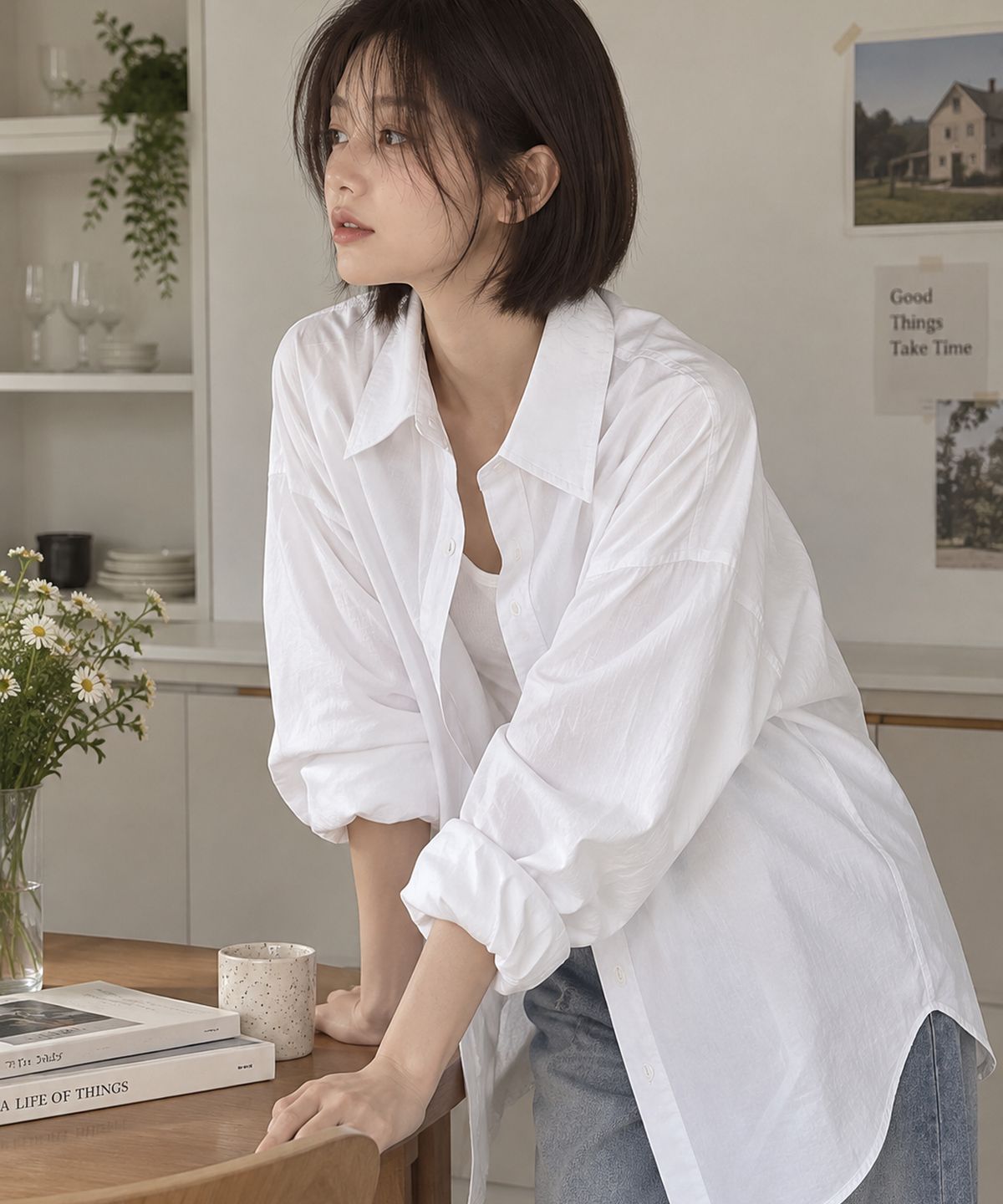 빼빼(BBAEBBAE) 카라넥 에센셜 데일리 루즈핏 셔츠 남방 4COLOR