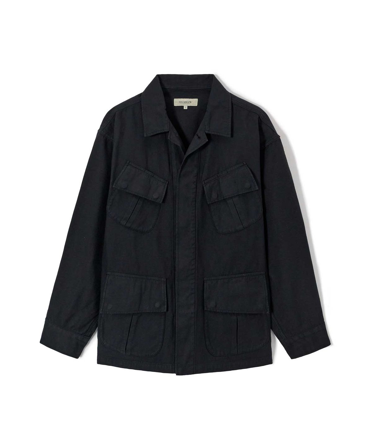 라이즈앤빌로우(RISE&BELOW) BACK SATEEN 정글 퍼티그 재킷 BLACK