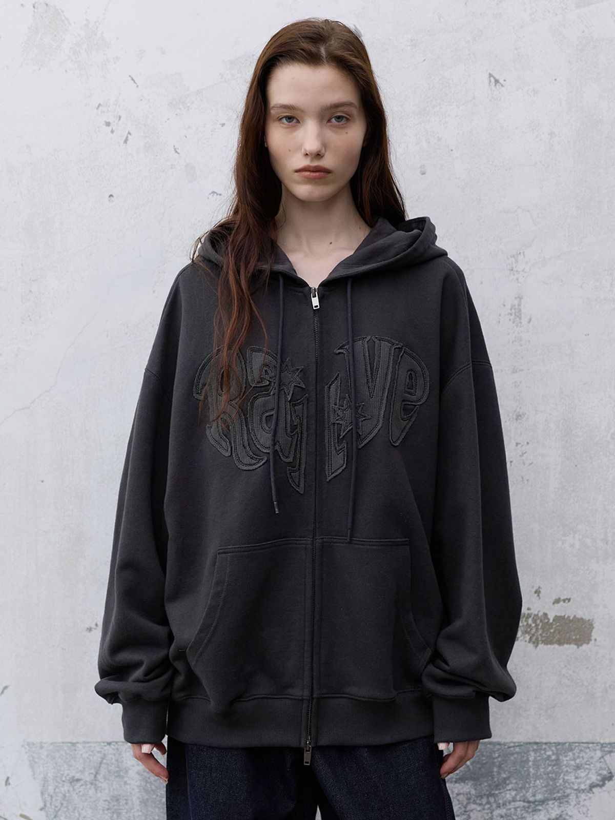 레이브(RAIVE) Raive Applique Hood Zip-up VW6AM950_2color