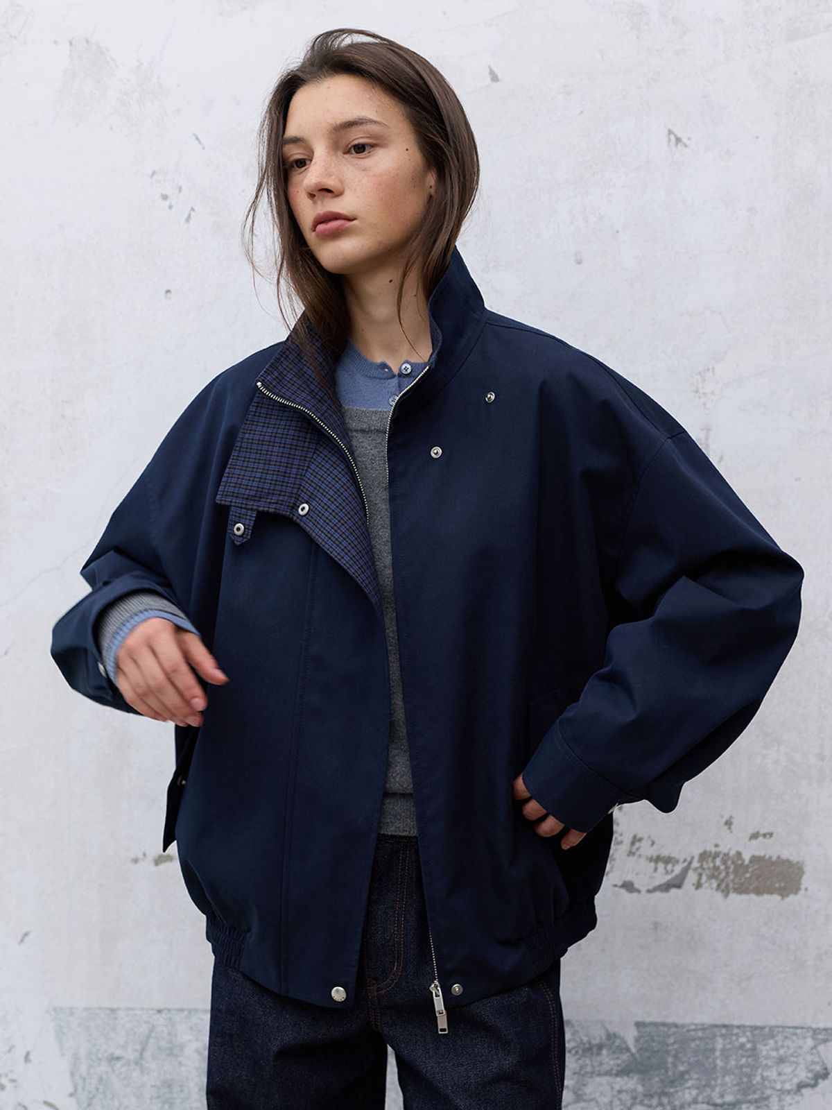 레이브(RAIVE) Check Detail Harrington Jumper VW6AM953_2color