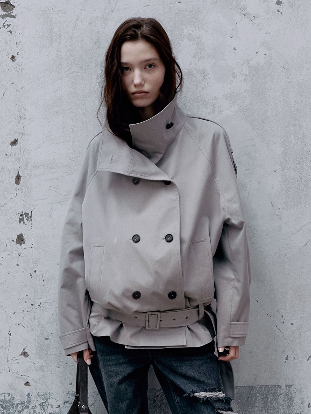 레이브(RAIVE) Belted Half Trench Jacket VW6AR902_2color