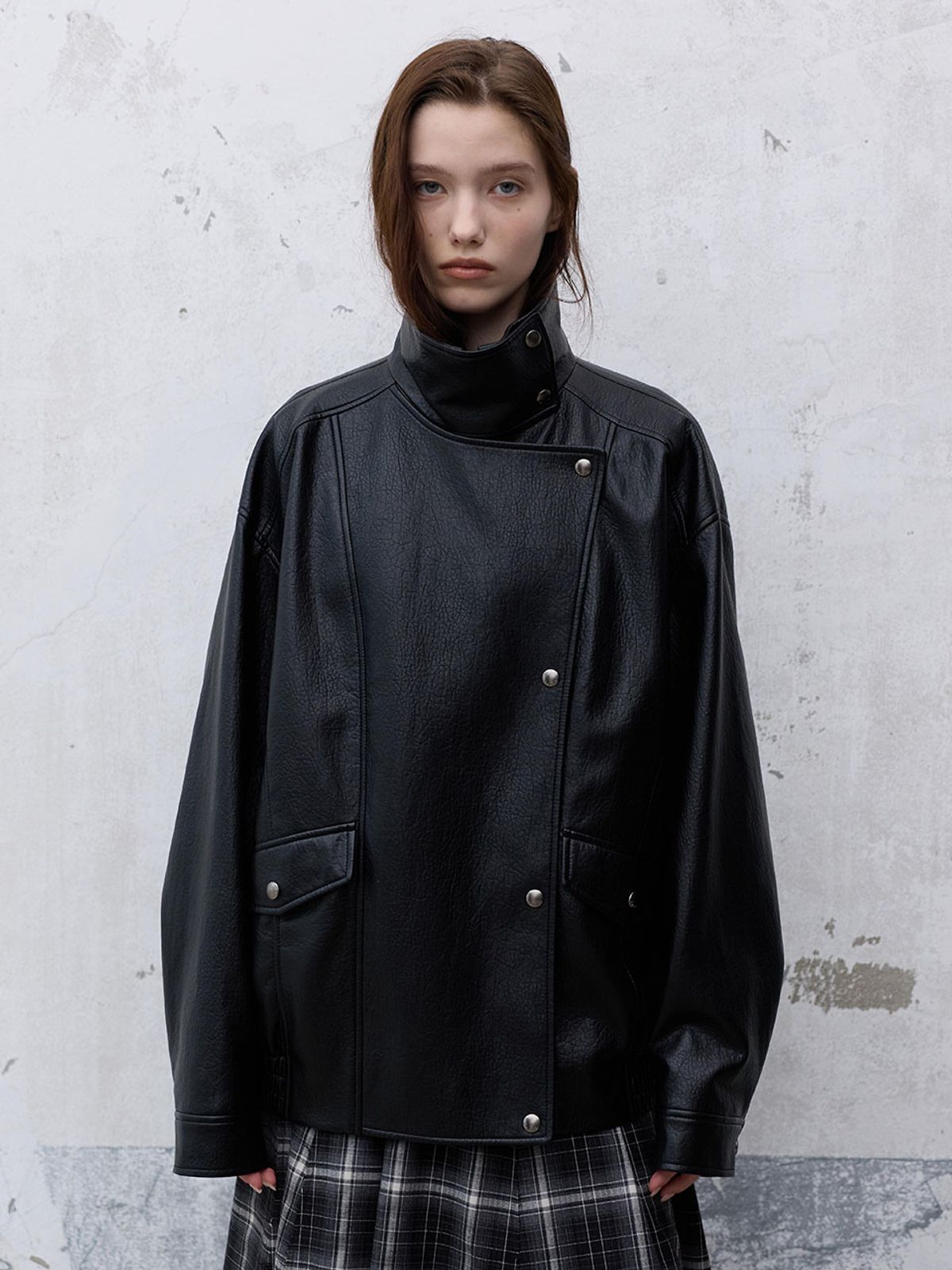 레이브(RAIVE) Oversized Double-Layer Leather Jacket VL6AJ909_2color
