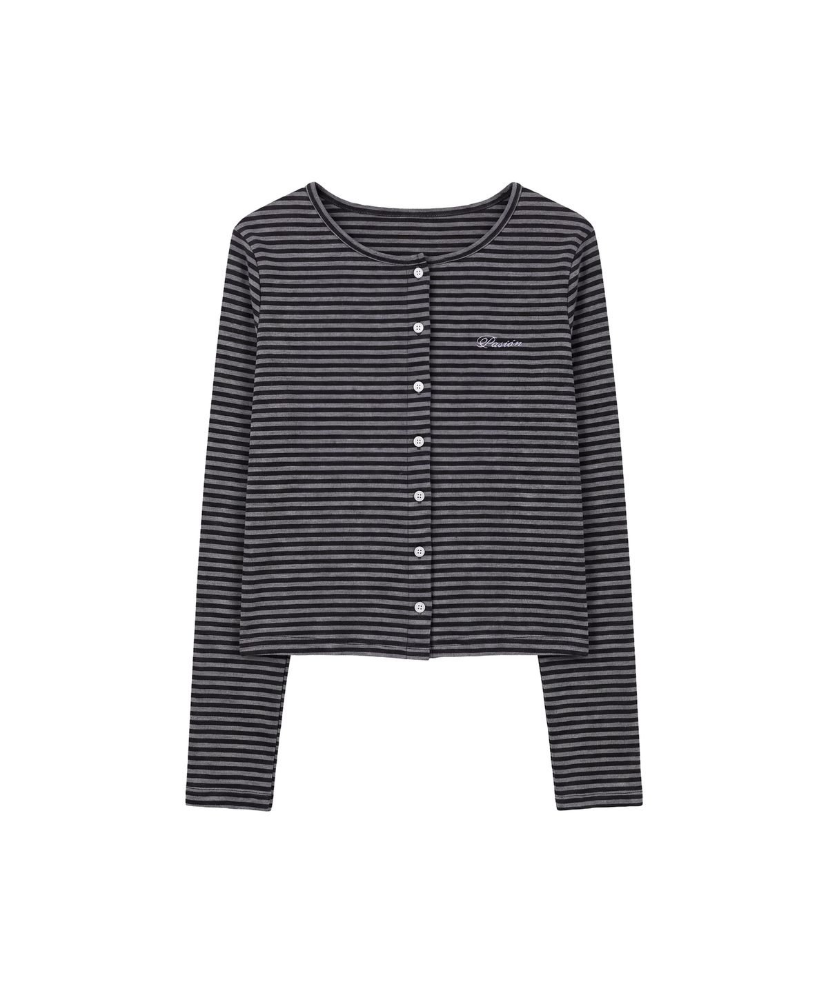 파시온(PASION) 마고 스트라이프 가디건_블랙 & 그레이 Margo Stripe Cardigan_Black & Gray