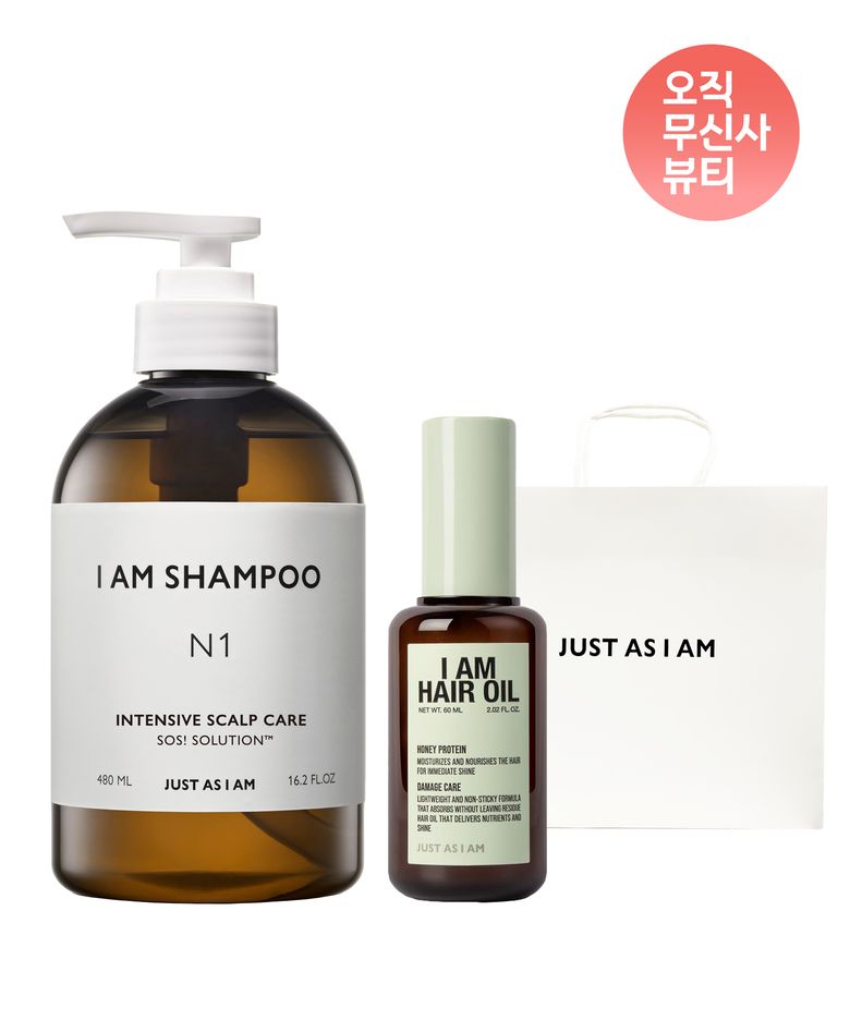IAM 인텐시브 스칼프 케어 샴푸 480ml + 헤어 오일 60ml 2종 세트