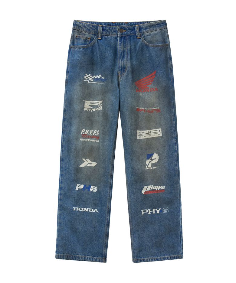 Dirty Washing Racing Denim Pants Blue