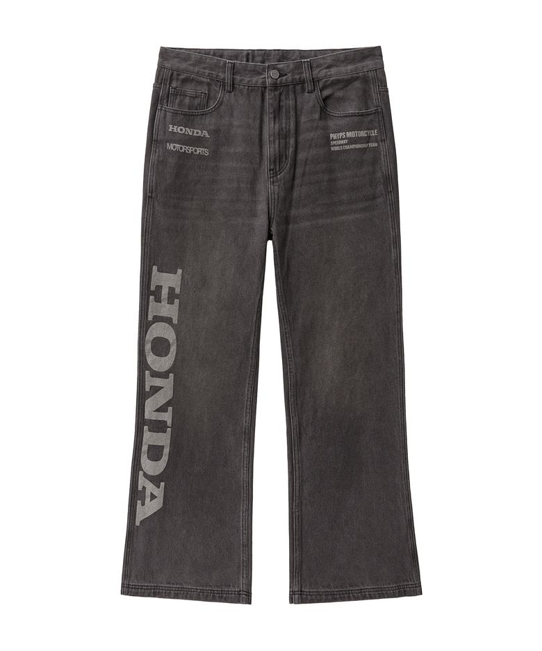 Dirty Wash Semi Flare Denim Pants Gray