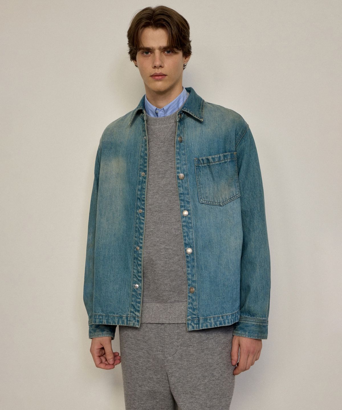 질스튜어트뉴욕 맨(JILLSTUART NEWYORK MEN) 데님 셔켓 - 블루 (JNSH6D001B2)