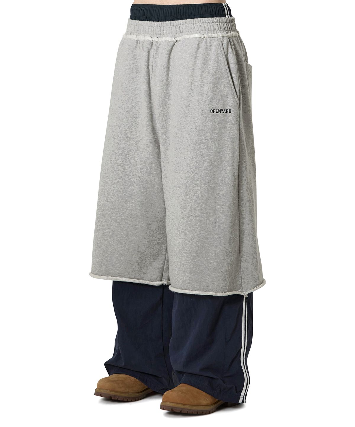 오픈야드(오와이)(OPENYARD(OY)) LAYERED CUT-OFF PANTS - MELANGE
