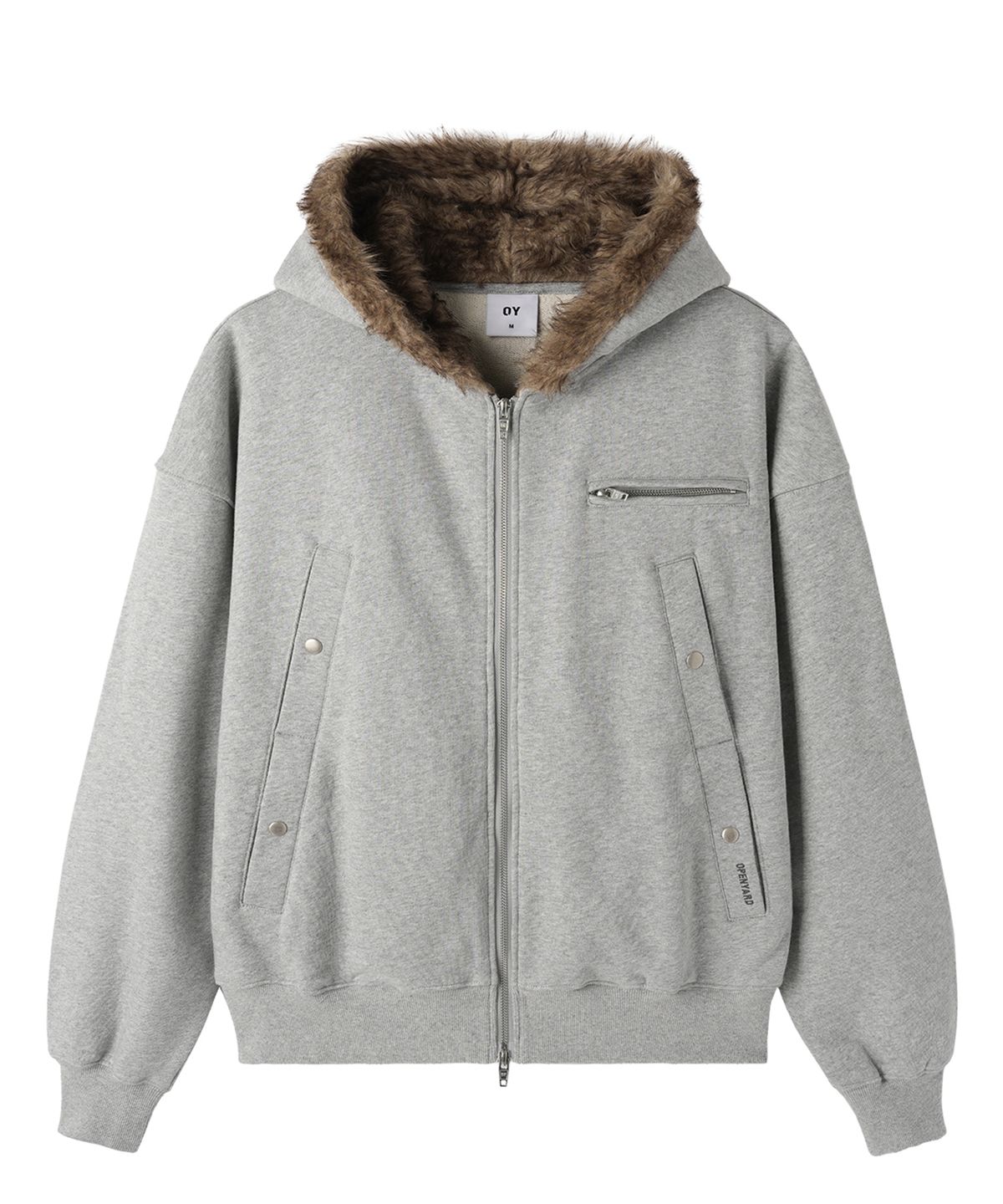 오픈야드(오와이)(OPENYARD(OY)) FAUX FUR HOODIE ZIP UP - MELANGE