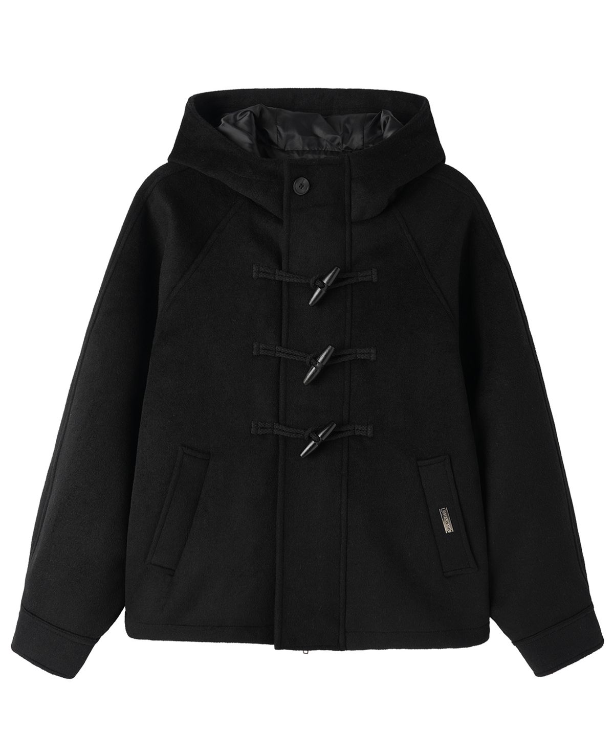 오픈야드(오와이)(OPENYARD(OY)) HOODED TOGGLE SHORT COAT - BLACK
