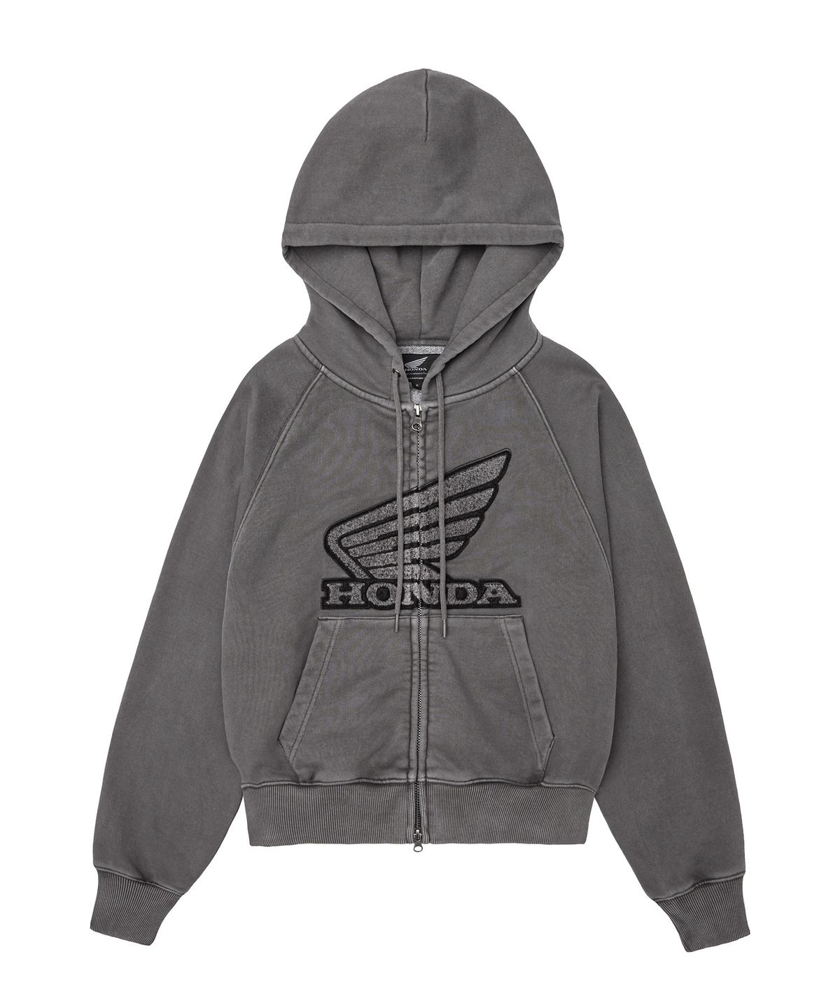 핍스 모터사이클(PHYPS MOTORCYCLE) Women Boucle Logo Hoodie Zipup Charcoal