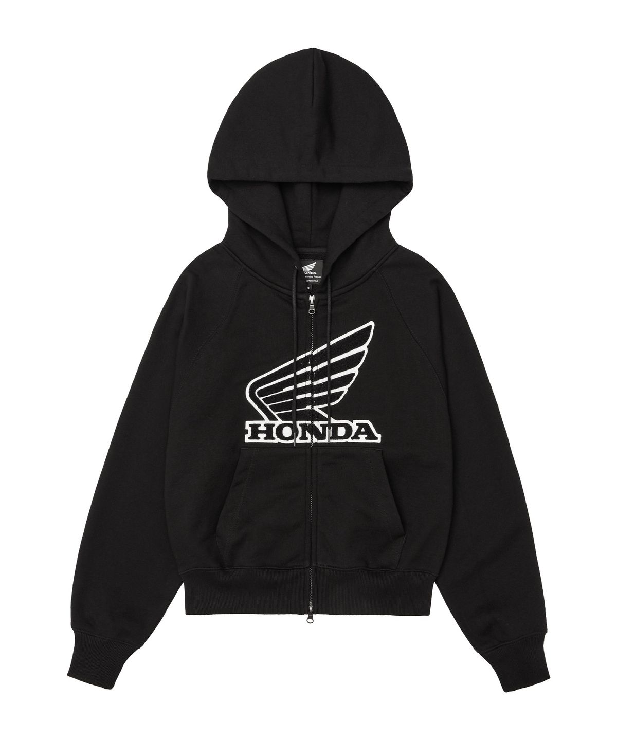 핍스 모터사이클(PHYPS MOTORCYCLE) Women Boucle Logo Hoodie Zipup Black