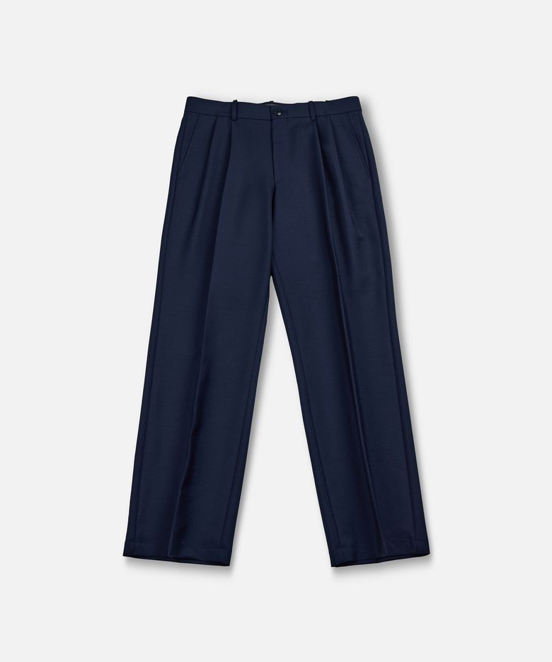 FRESCO WOOL TWO TUCK PANTS NAVY