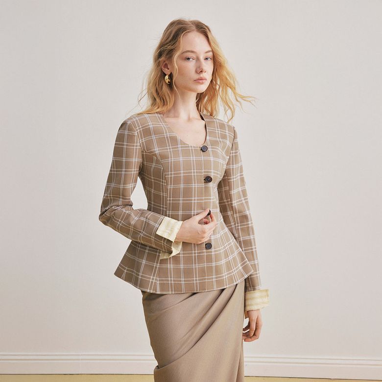 YY_Elegant plaid blazer