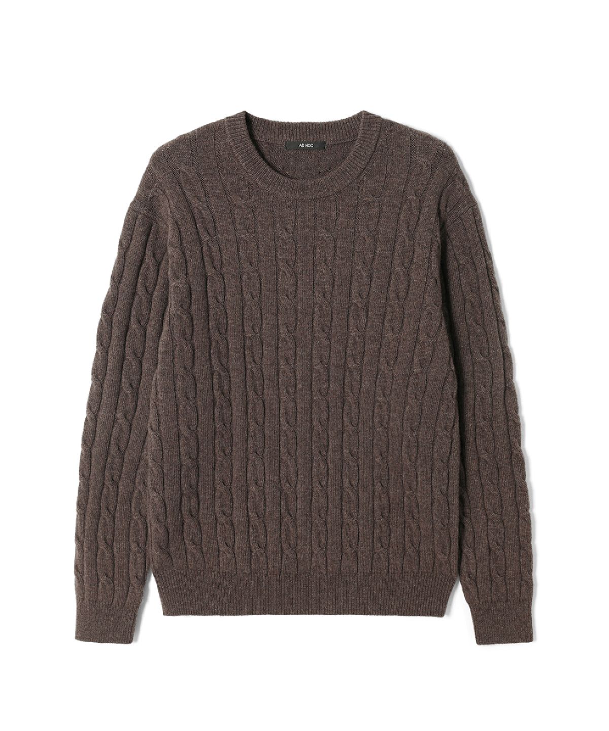 애드호크(ADHOC) 남성 라운드넥 케이블 니트 (BROWN) (HCALKA1)