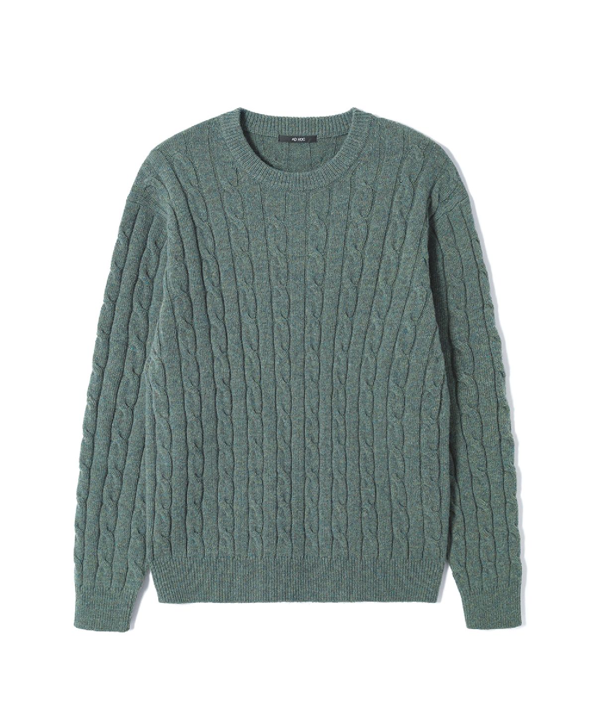 애드호크(ADHOC) 남성 라운드넥 케이블 니트 (LT-KHAKI) (HCALKA1)