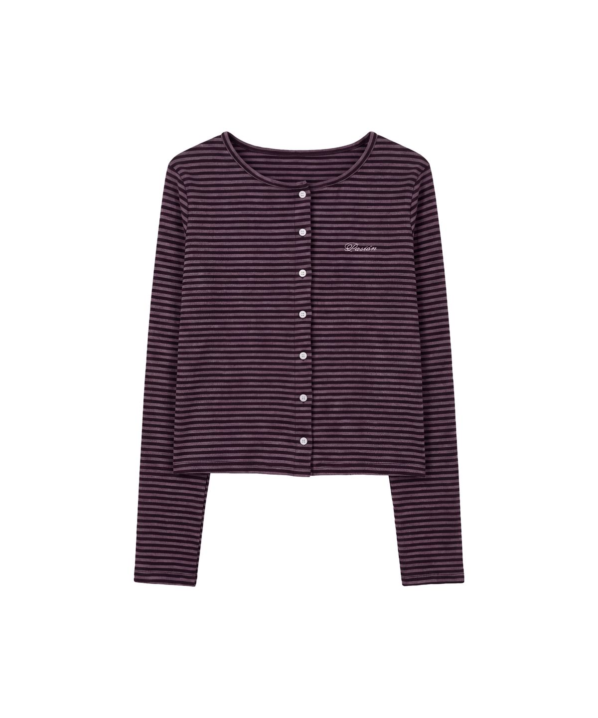 파시온(PASION) 마고 스트라이프 가디건_퍼플 & 블랙 Margo Stripe Cardigan_Purple & Black