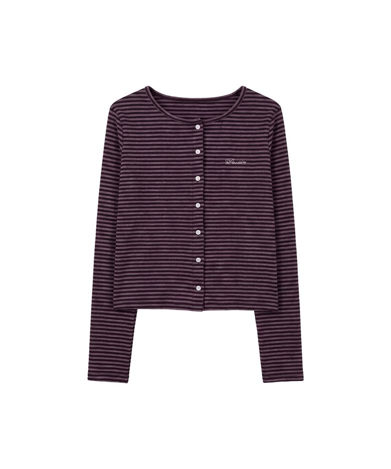 마고 스트라이프 가디건_퍼플 & 블랙 Margo Stripe Cardigan_Purple & Black