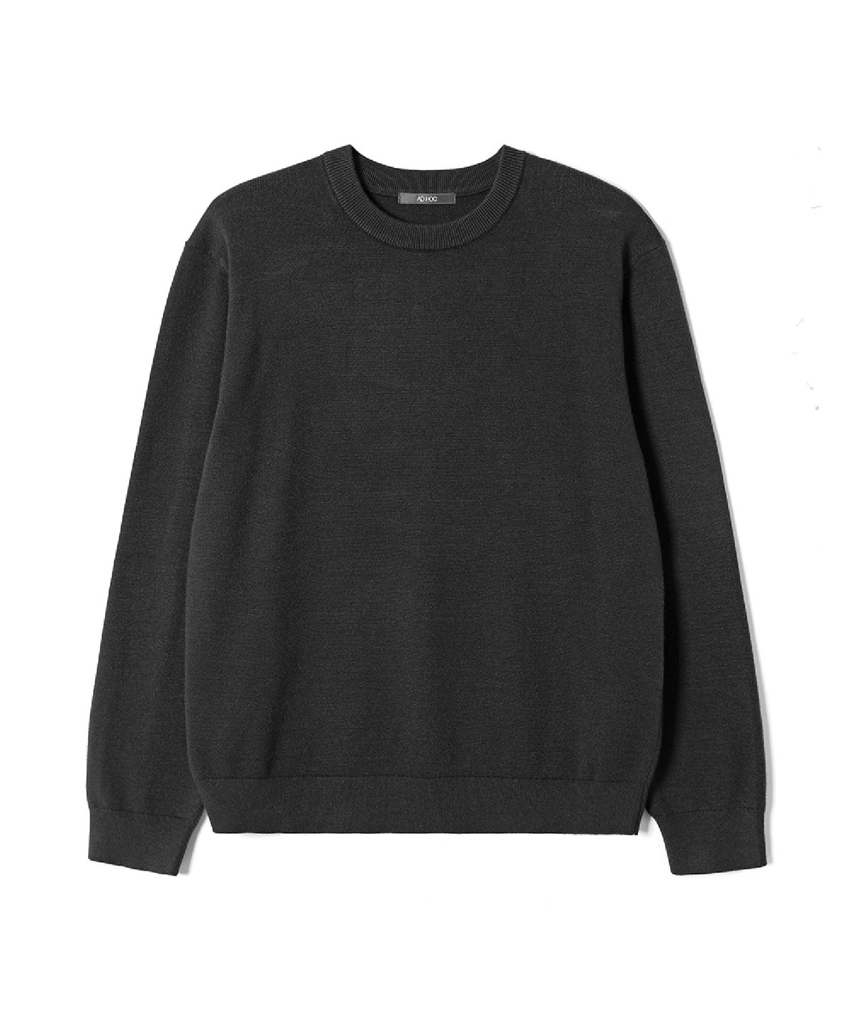 애드호크(ADHOC) 남녀공용 베이직 라운드넥 니트 (BLACK) (HCALKA3)