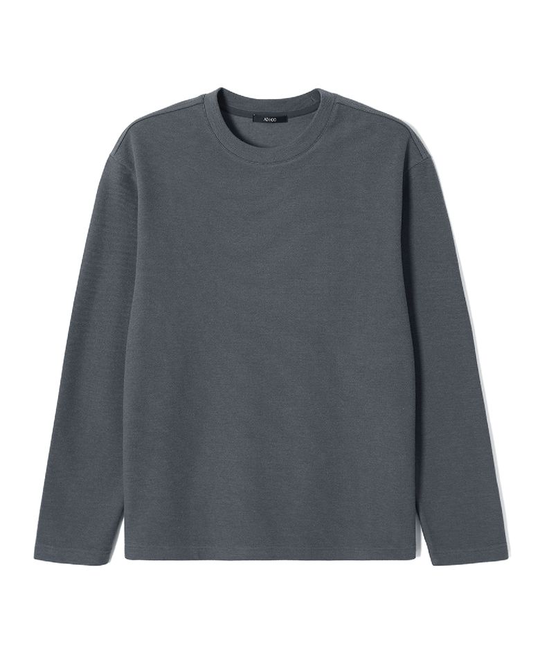 남성 기모 변형조직 베이직 긴팔 티셔츠 (GREY) (HCALT15)