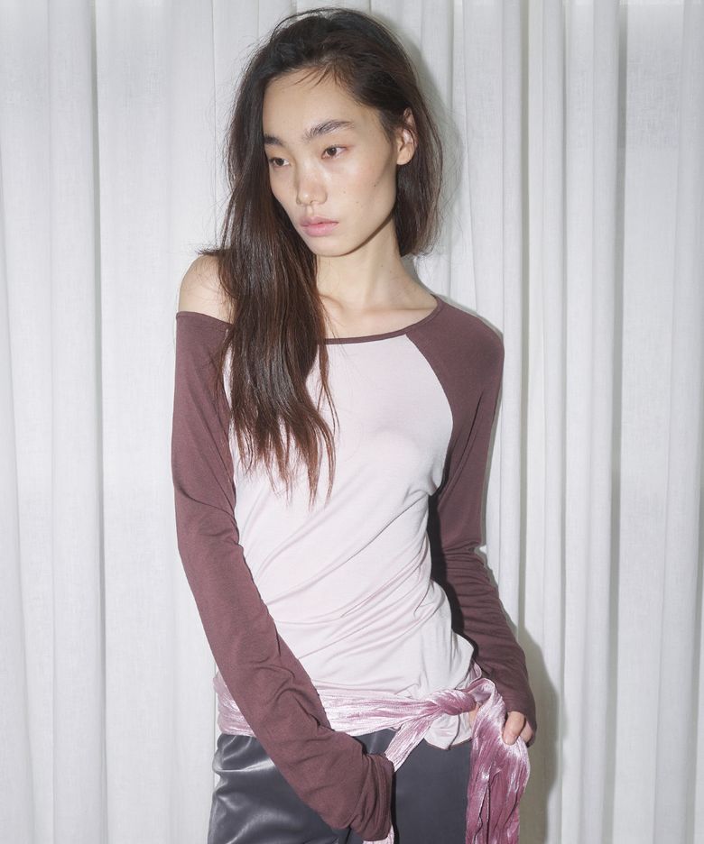VINTAGE CONTRAST RAGLAN TOP, BROWN