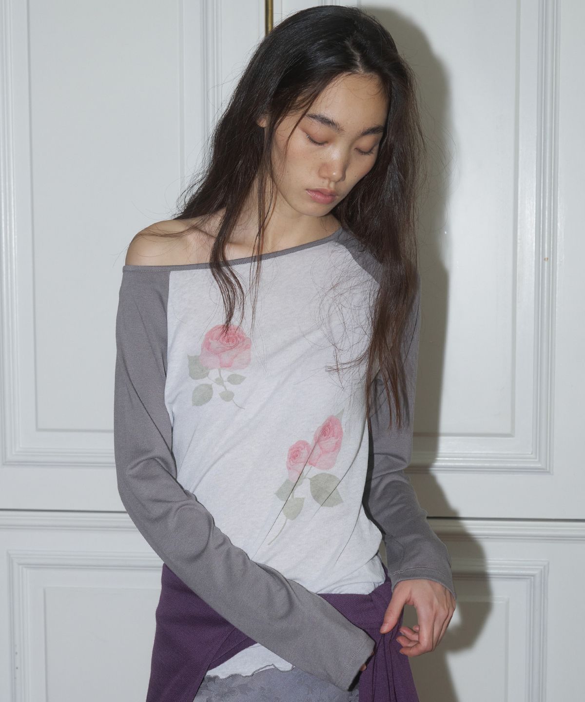 더포르타(THEPORTA) ROSE RAGLAN TEE, GRAY