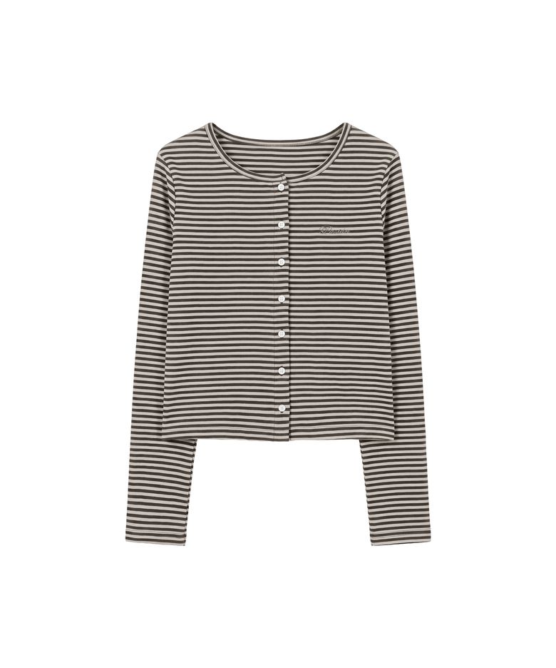 마고 스트라이프 가디건_아이보리 & 블랙	Margo Stripe Cardigan_Ivory & Black