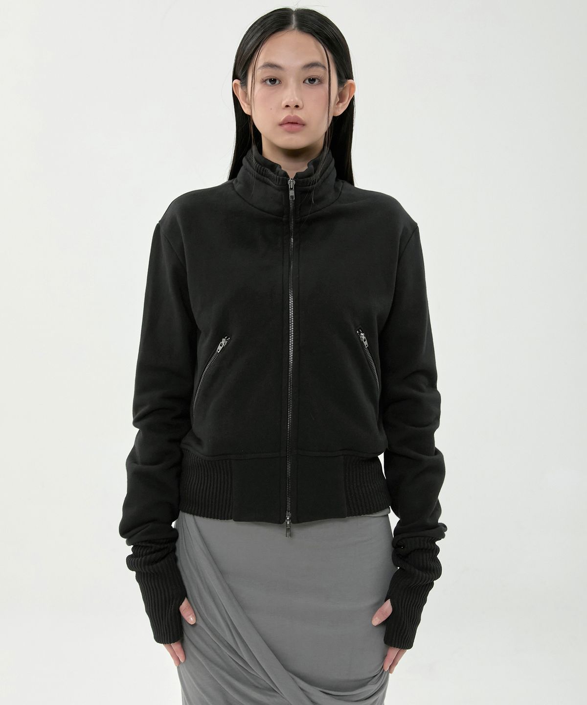 플레어업(FLAREUP) Structured Zip Jacket (FL-055_Black)