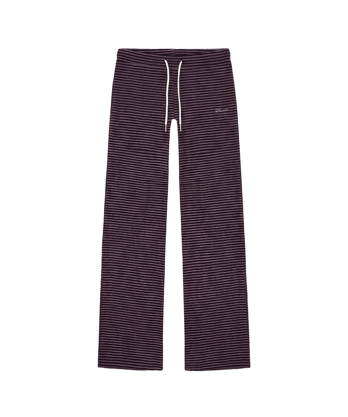 파시온(PASION) 마고 로우라이즈 스트라이프 팬츠_퍼플 & 블랙 Margo Low-Rise Stripe Pants_Purple & Black