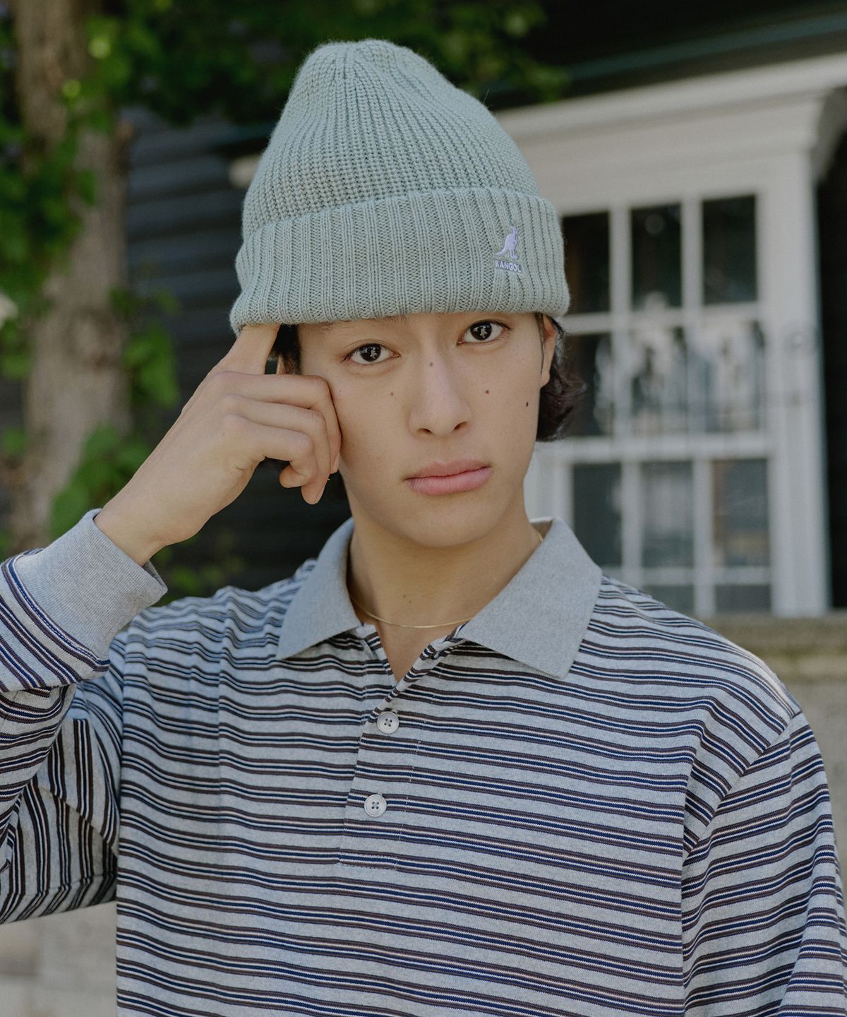 캉골(KANGOL) 메리노 울 립 비니 3663 세이지그린