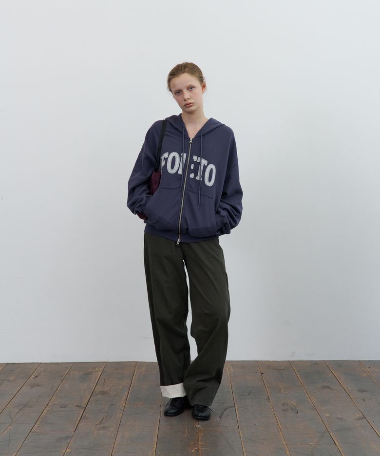 Folded curved cotton pants - khaki