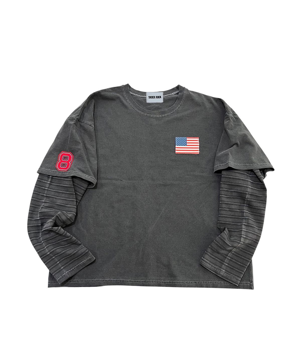 스케이터락(SK8ER ROCK) 8 Flag Pigment Layered T-Shirt (Charcoal)