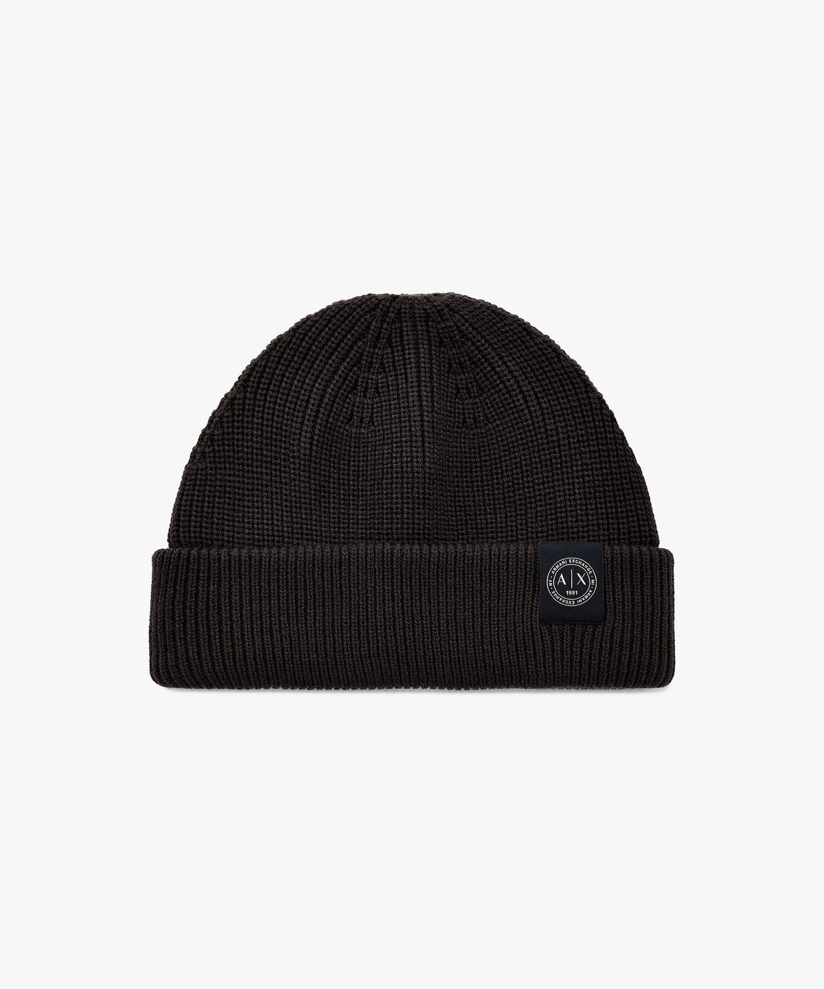 아르마니 익스체인지(ARMANI EXCHANGE) 남성 로고 패치 니트 비니 _다크 브루넷_A416372001