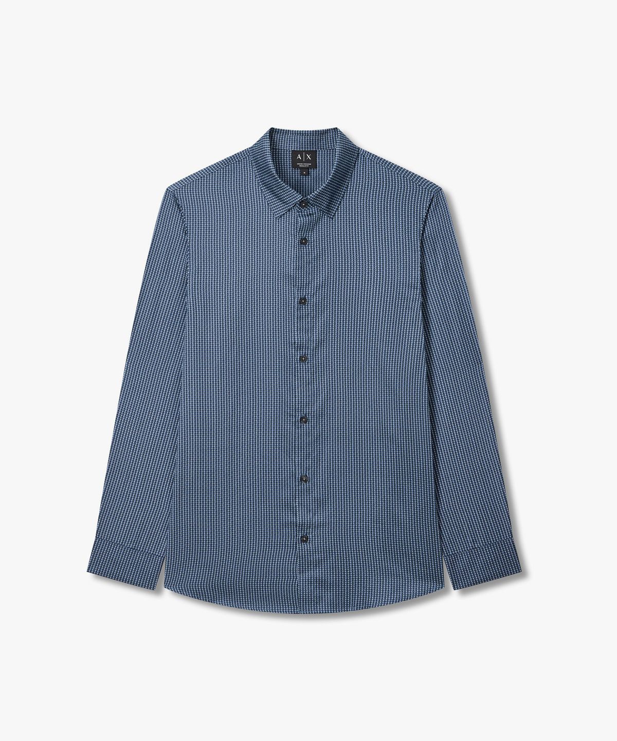 아르마니 익스체인지(ARMANI EXCHANGE) 남성 올오버 로고 패턴 셔츠 _인디고_A416320001